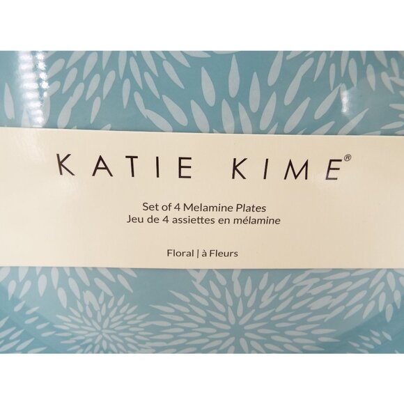 Katie Kime Blue Mums the Word Floral Melamine Plates Set of 4 NWT - Picture 2 of 5